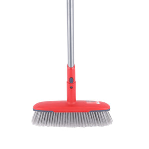 Royalford RF12756 Easy Broom with Iron Handle 31cm | One-Click Series Floor Broom | 143cm Long Handle | Heavy Duty Cleaning Brush | Perfect for Home & Commercial Use
