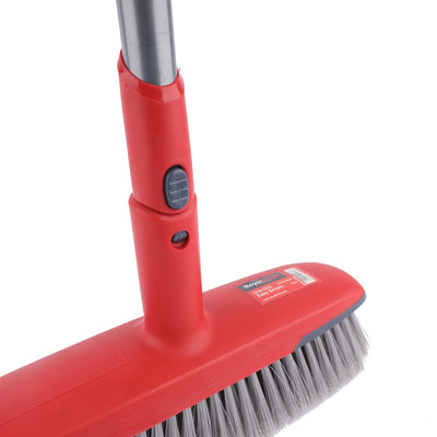 Royalford RF12756 Easy Broom with Iron Handle 31cm | One-Click Series Floor Broom | 143cm Long Handle | Heavy Duty Cleaning Brush | Perfect for Home & Commercial Use