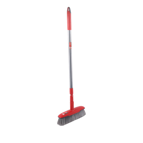 Royalford RF12756 Easy Broom with Iron Handle 31cm | One-Click Series Floor Broom | 143cm Long Handle | Heavy Duty Cleaning Brush | Perfect for Home & Commercial Use