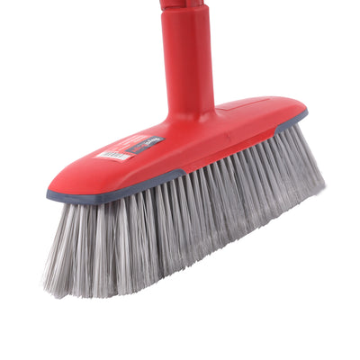 Royalford RF12756 Easy Broom with Iron Handle 31cm | One-Click Series Floor Broom | 143cm Long Handle | Heavy Duty Cleaning Brush | Perfect for Home & Commercial Use
