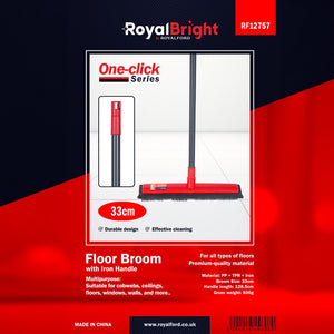 Royalford RF12757 Floor Broom with Iron Handle |  Heavy Duty Multipurpose Cleaning Broom for Floors, Walls, Ceilings and Windows |  Durable Home Cleaning Broom