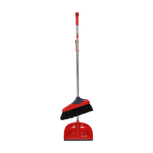 Royalford RF12759  Broom with Dust Pan Set 22.5cm | Floor Cleaning Broom with Steel Handle & PP Bristles | Sweeping Set for Home, Kitchen, Office & All Floor Types