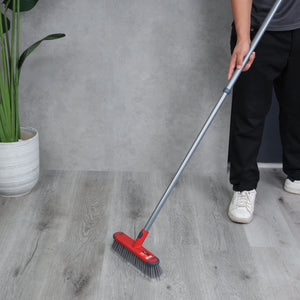 Royalford RF12760 Easy Broom with Iron Handle | 29cm Wide Head | Durable Floor Cleaning Broom for Tile, Wood, Marble Floors| Multipurpose Sweeping Brush for Home & Office