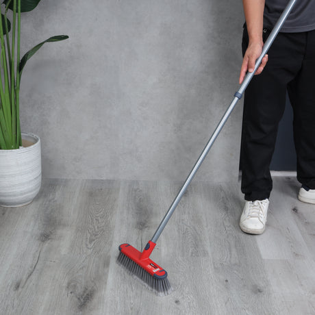 Royalford RF12760 Easy Broom with Iron Handle | 29cm Wide Head | Durable Floor Cleaning Broom for Tile, Wood, Marble Floors| Multipurpose Sweeping Brush for Home & Office