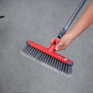 Royalford RF12760 Easy Broom with Iron Handle | 29cm Wide Head | Durable Floor Cleaning Broom for Tile, Wood, Marble Floors| Multipurpose Sweeping Brush for Home & Office