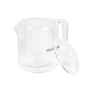 Royalford RF12763 200ML acrylic creamer pot with lid| clear, durable with odor-free| lead-free jug ideal for milk, cream, sauces, coffee and tea serving at home|