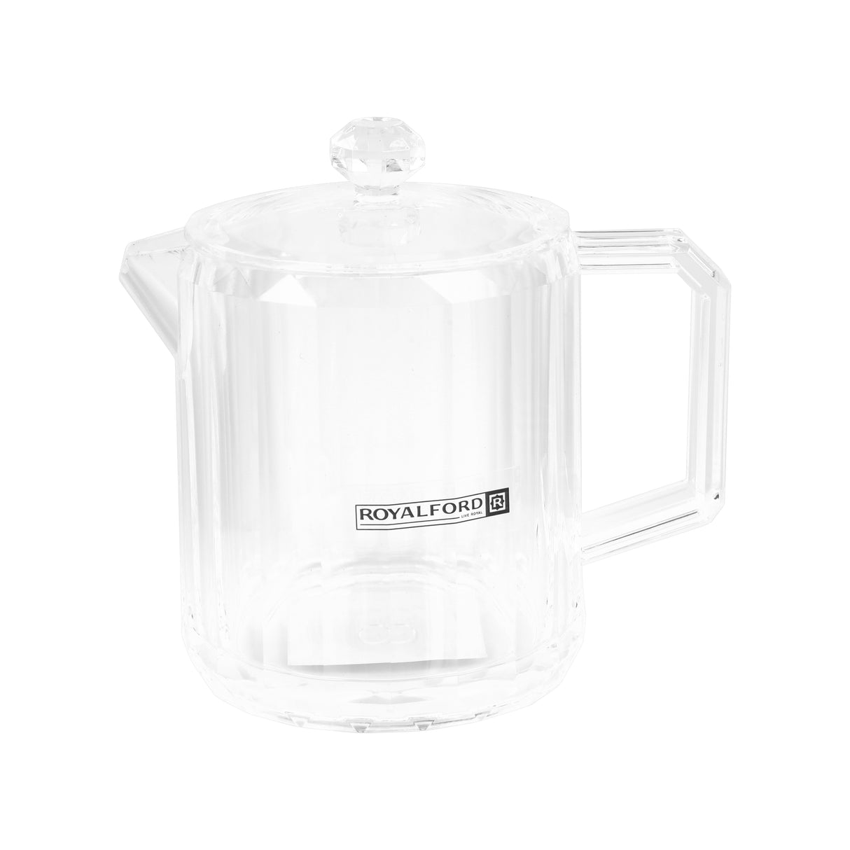 Royalford RF12763 200ML acrylic creamer pot with lid| clear, durable with odor-free| lead-free jug ideal for milk, cream, sauces, coffee and tea serving at home|