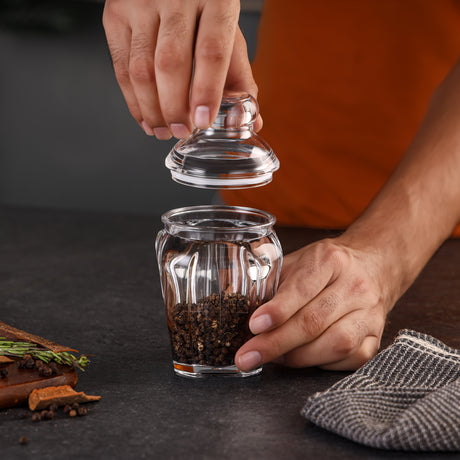 Royalford RF12766 Multipurpose Acrylic Jar 200ml| Clear Storage Container and Odor Free, Lead Free| Freezer Safe with Lid Durable Transparent Kitchen Organizer Jar|