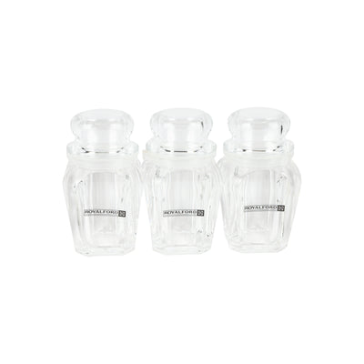 Royalford RF12768 Multipurpose Acrylic Jar Set with Stand | 5 Clear Odor Free Lead Free Storage Jars | 120ml & 200ml Sizes for Kitchen Spice & Dry Fruit Organization