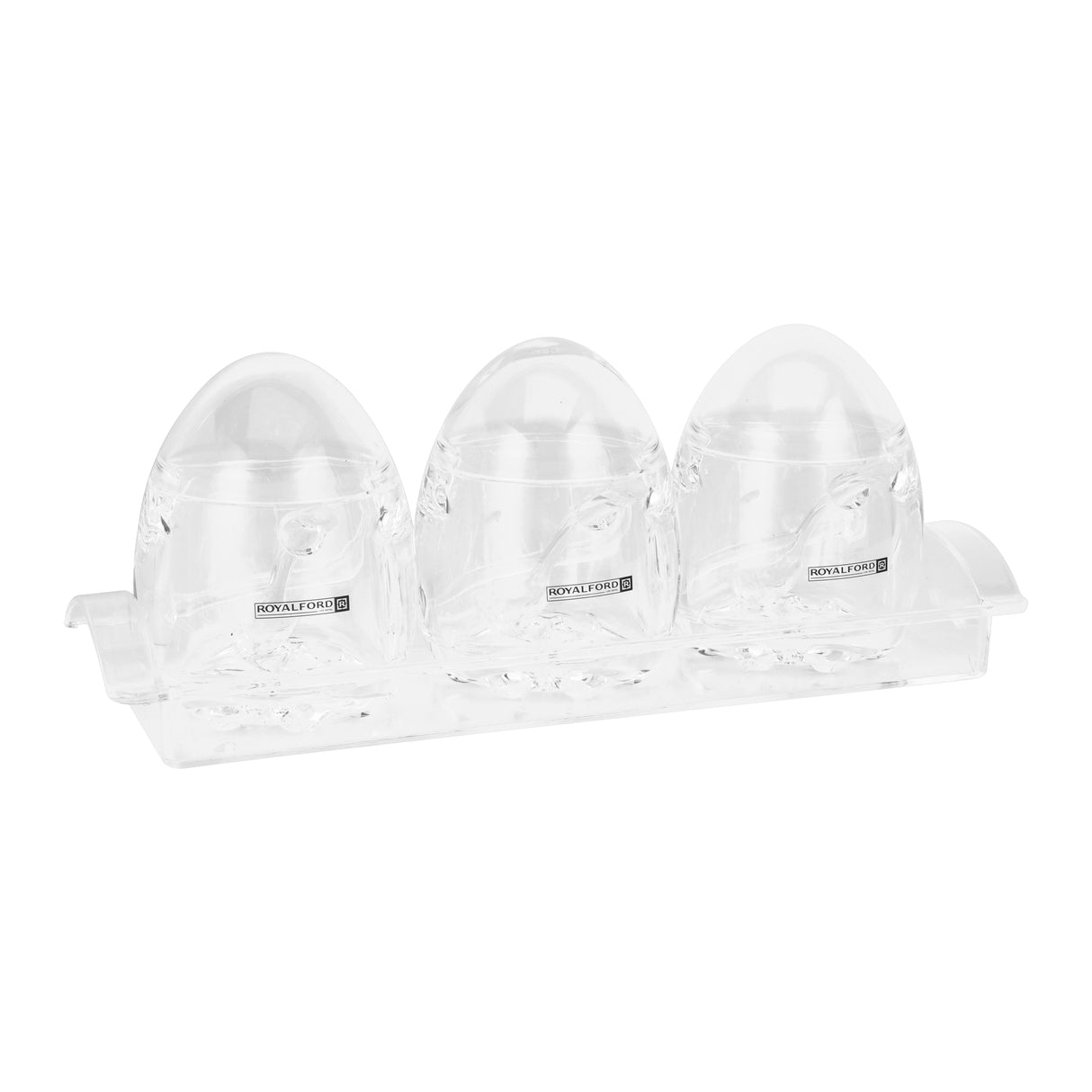 Royalford RF12769 Acrylic Seasoning Jar Set with Spoons & Tray | Odor & Lead Free | Top Rack Dishwasher Safe |  Clear Condiment Storage for Kitchen & Dining Table Use