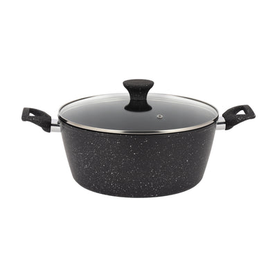 Royalford RF12771 PRIDO Forged Aluminium Cookware Set 8 PCS | Ceramic Coated Non Stick Interior| Durable 4mm Edge| Tempered Glass Lid Pots & Pans Set for Daily Cooking