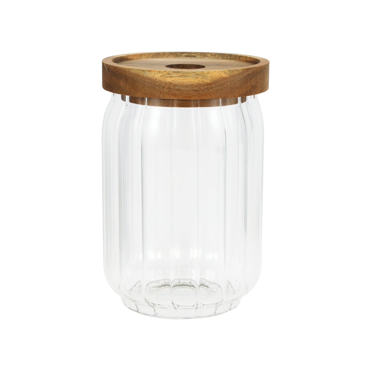 Royalford RF12772 Borosilicate Glass Jar with Wooden Lid| Airtight BPA Free, Food Storage & Container| Transparent Kitchen Organizer Jar with Silicone Seal for Storage|