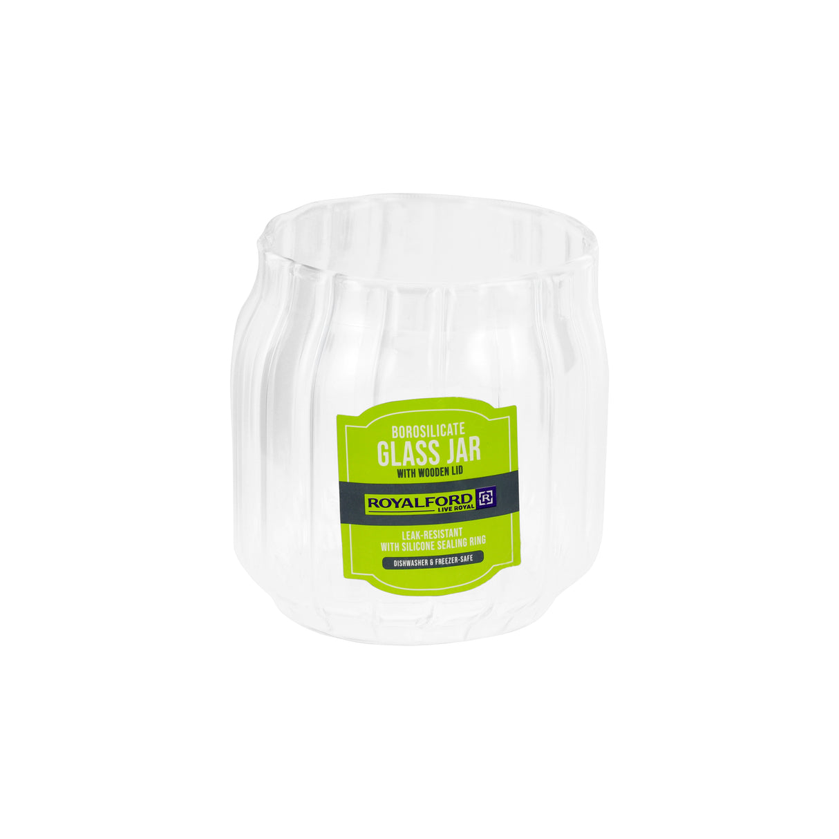 Royalford RF12773  Borosilicate Glass Jars| airtight wooden lids with silicone seals & BPA-free| odor-free, dishwasher-safe, ideal for storing dry foods, spices & snacks|