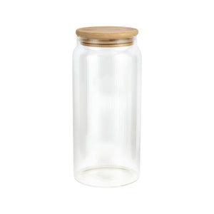 Royalford RF12774 Borosilicate Glass Storage Jar | Airtight Bamboo Lid and Silicone Seal| BPA Free Odor Free Kitchen Container for Pasta, Coffee, Spices & Dry Foods