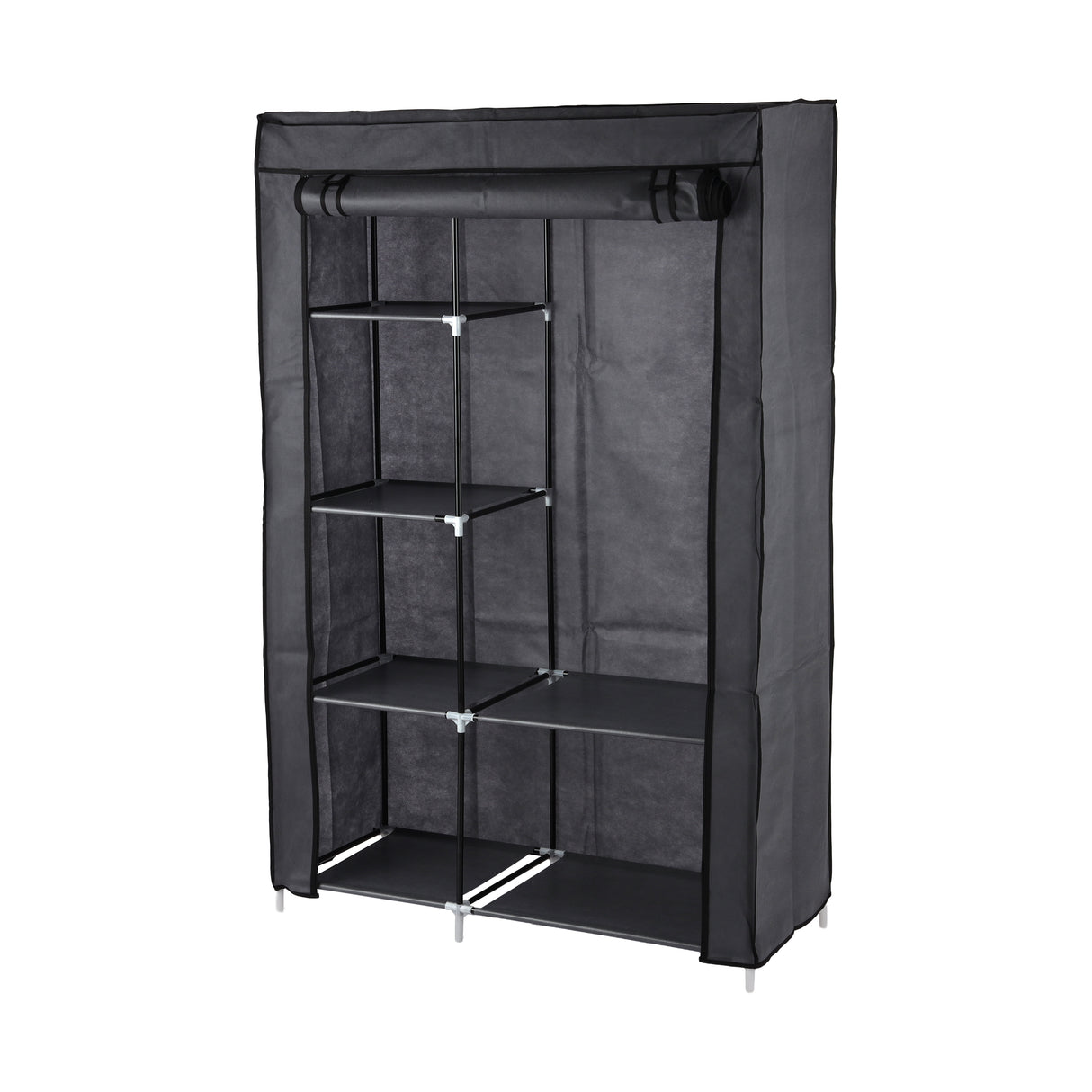 Royalford RF12780 Portable Wardrobe with 6 Shelves | Foldable Fabric Closet with Zipper Cover | Strong Metal Frame | Perfect for Organized Clothes Storage at Home