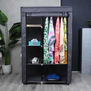 Royalford RF12780 Portable Wardrobe with 6 Shelves | Foldable Fabric Closet with Zipper Cover | Strong Metal Frame | Perfect for Organized Clothes Storage at Home