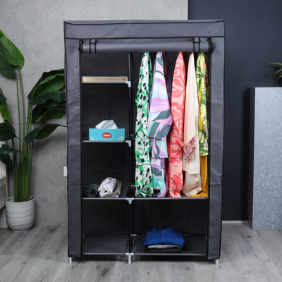 Royalford RF12780 Portable Wardrobe with 6 Shelves | Foldable Fabric Closet with Zipper Cover | Strong Metal Frame | Perfect for Organized Clothes Storage at Home