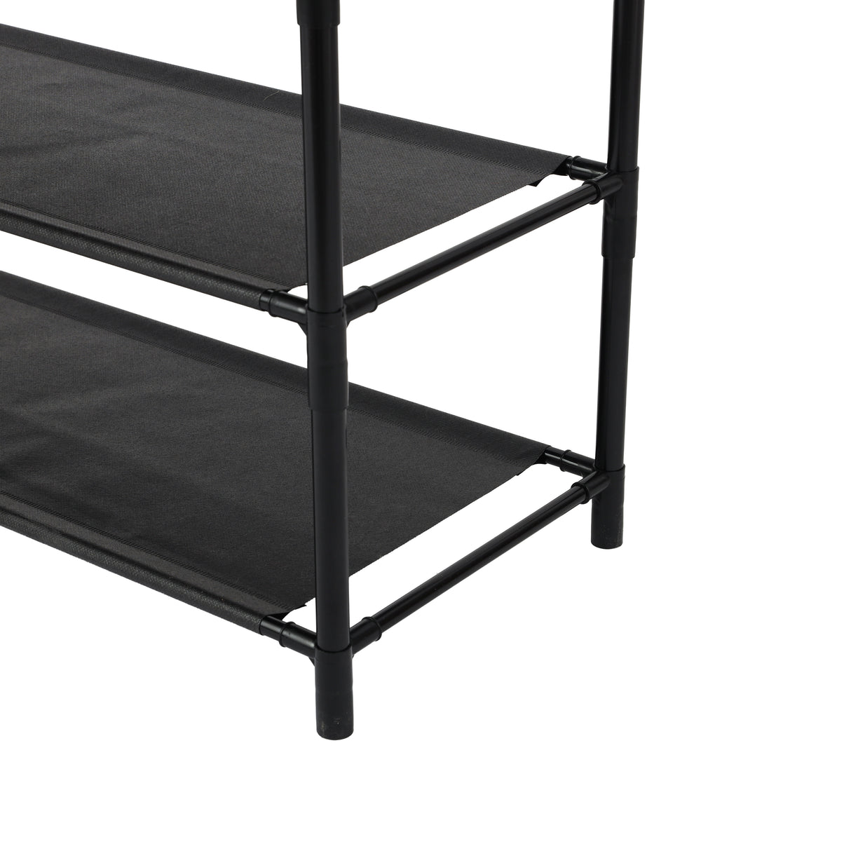 Royalford RF12781 Portable Shoe Rack | 4 Spacious Shelves & 8 Hooks | Floor Standing Multipurpose Organizer | Durable Iron Frame with PP Connectors | Easy To Assembly