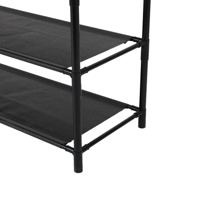 Royalford RF12781 Portable Shoe Rack | 4 Spacious Shelves & 8 Hooks | Floor Standing Multipurpose Organizer | Durable Iron Frame with PP Connectors | Easy To Assembly