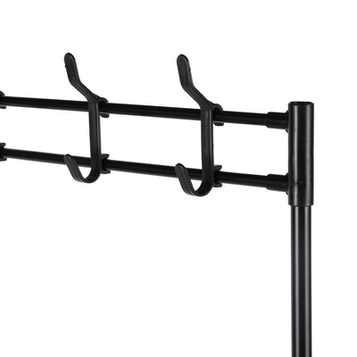 Royalford RF12781 Portable Shoe Rack | 4 Spacious Shelves & 8 Hooks | Floor Standing Multipurpose Organizer | Durable Iron Frame with PP Connectors | Easy To Assembly