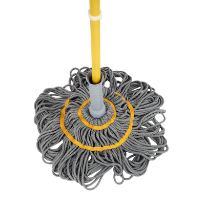 Royalford RF12782 Twist Mop with Iron Handle | Microfiber Self-Wringing Floor Mop 128cm Long Handle | Fast Dehydration System | Heavy Duty Cleaning for All Floor Types