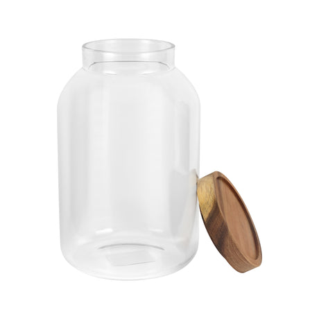 Royalford RF12794 Borosilicate Glass Storage Jar | Bamboo Lid Airtight Food Container | BPA Free Kitchen Jar for Dry Foods, Snacks & Pantry Storage Durable Clear Glass