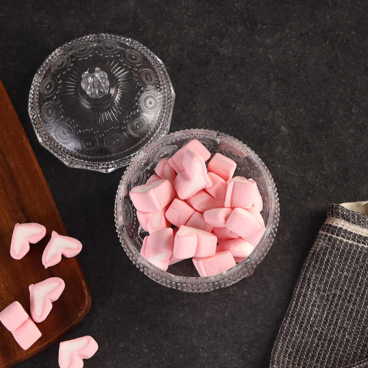 Royalford RF12796 premium glass candy jar with lid| durable soda lime glass & elegant design| ideal for storing candies, dry fruits, snacks, freezer and multipurpose use|