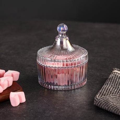 Royalford RF12797 Glass Candy Jar| premium soda-lime glass and odor-free, lead-free build with secure lid| for storing candies, dry fruits, and snacks stylishly|