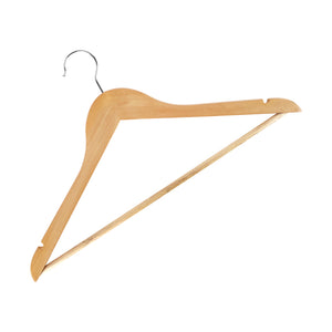 Royalford RF12799 3PC Rotating Wooden Hanger Set| 360° Swivel Hook with Contoured Design & Notches Accessory Bar| Heavy Duty Durable Clothes Hangers for All Garments|