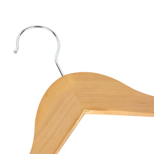 Royalford RF12799 3PC Rotating Wooden Hanger Set| 360° Swivel Hook with Contoured Design & Notches Accessory Bar| Heavy Duty Durable Clothes Hangers for All Garments|