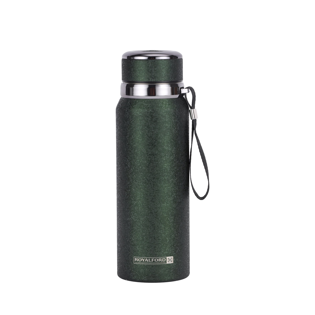 Royalford RF12805 800ML Stainless Steel Vacuum Bottle | Double Wall Insulation |  Leak Resistant Lid | Portable Wrist Strap |  Hot & Cold Insulated Travel Flask