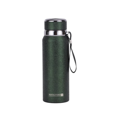 Royalford RF12805 800ML Stainless Steel Vacuum Bottle | Double Wall Insulation |  Leak Resistant Lid | Portable Wrist Strap |  Hot & Cold Insulated Travel Flask