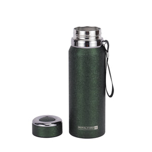 Royalford RF12805 800ML Stainless Steel Vacuum Bottle | Double Wall Insulation |  Leak Resistant Lid | Portable Wrist Strap |  Hot & Cold Insulated Travel Flask