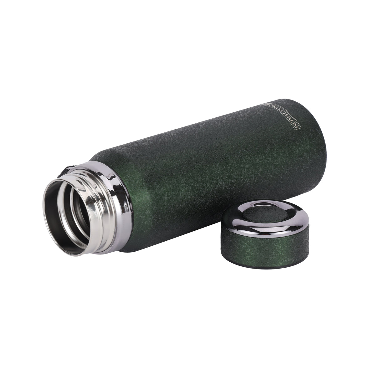 Royalford RF12805 800ML Stainless Steel Vacuum Bottle | Double Wall Insulation |  Leak Resistant Lid | Portable Wrist Strap |  Hot & Cold Insulated Travel Flask