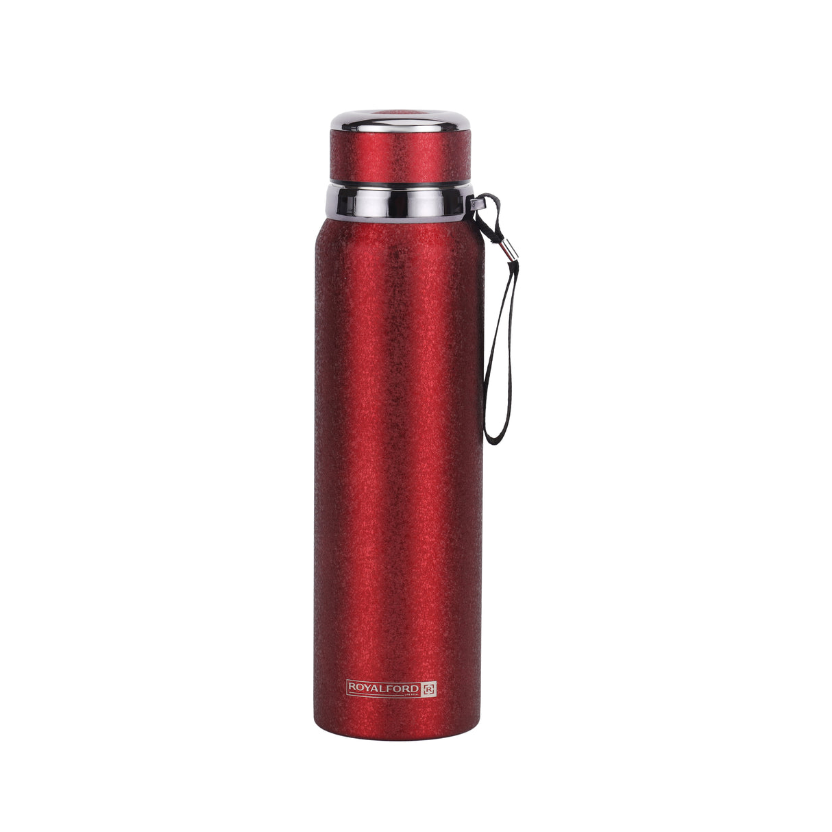 Royalford RF12806 1000ML Stainless Steel Vacuum Bottle |  Double Wall Insulation |  Leak Resistant Lid | Portable Wrist Strap |  Hot & Cold Insulated Travel Flask