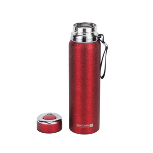 Royalford RF12806 1000ML Stainless Steel Vacuum Bottle |  Double Wall Insulation |  Leak Resistant Lid | Portable Wrist Strap |  Hot & Cold Insulated Travel Flask