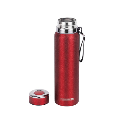Royalford RF12806 1000ML Stainless Steel Vacuum Bottle |  Double Wall Insulation |  Leak Resistant Lid | Portable Wrist Strap |  Hot & Cold Insulated Travel Flask