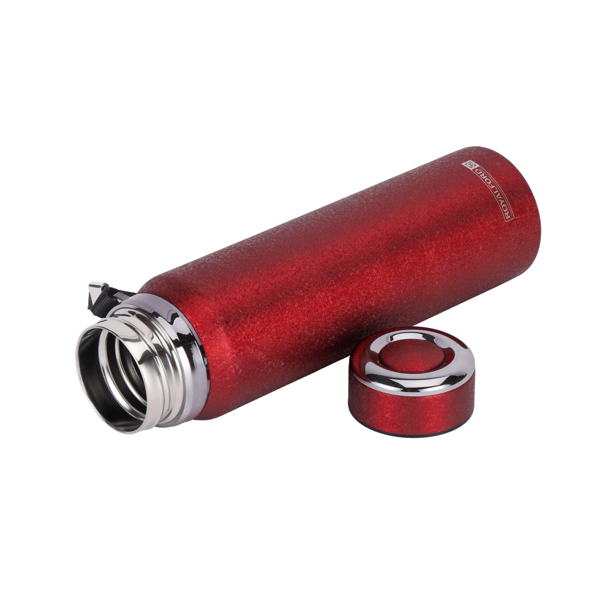 Royalford RF12806 1000ML Stainless Steel Vacuum Bottle |  Double Wall Insulation |  Leak Resistant Lid | Portable Wrist Strap |  Hot & Cold Insulated Travel Flask