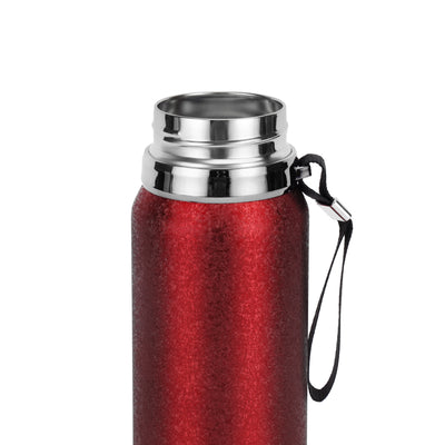 Royalford RF12806 1000ML Stainless Steel Vacuum Bottle |  Double Wall Insulation |  Leak Resistant Lid | Portable Wrist Strap |  Hot & Cold Insulated Travel Flask