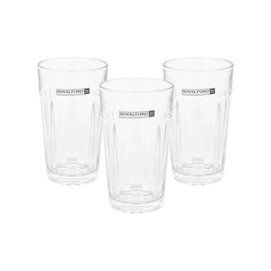 Royalford RF12807 3PC Glass Tumbler Set |  330ml Lead Free Soda Lime Glass |  Dishwasher Safe |  Durable Water, Juice and Soft Drink Glass Set with Classic Design