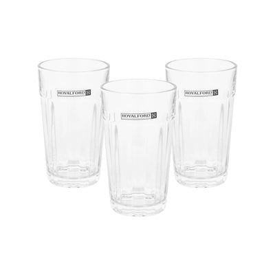 Royalford RF12807 3PC Glass Tumbler Set |  330ml Lead Free Soda Lime Glass |  Dishwasher Safe |  Durable Water, Juice and Soft Drink Glass Set with Classic Design