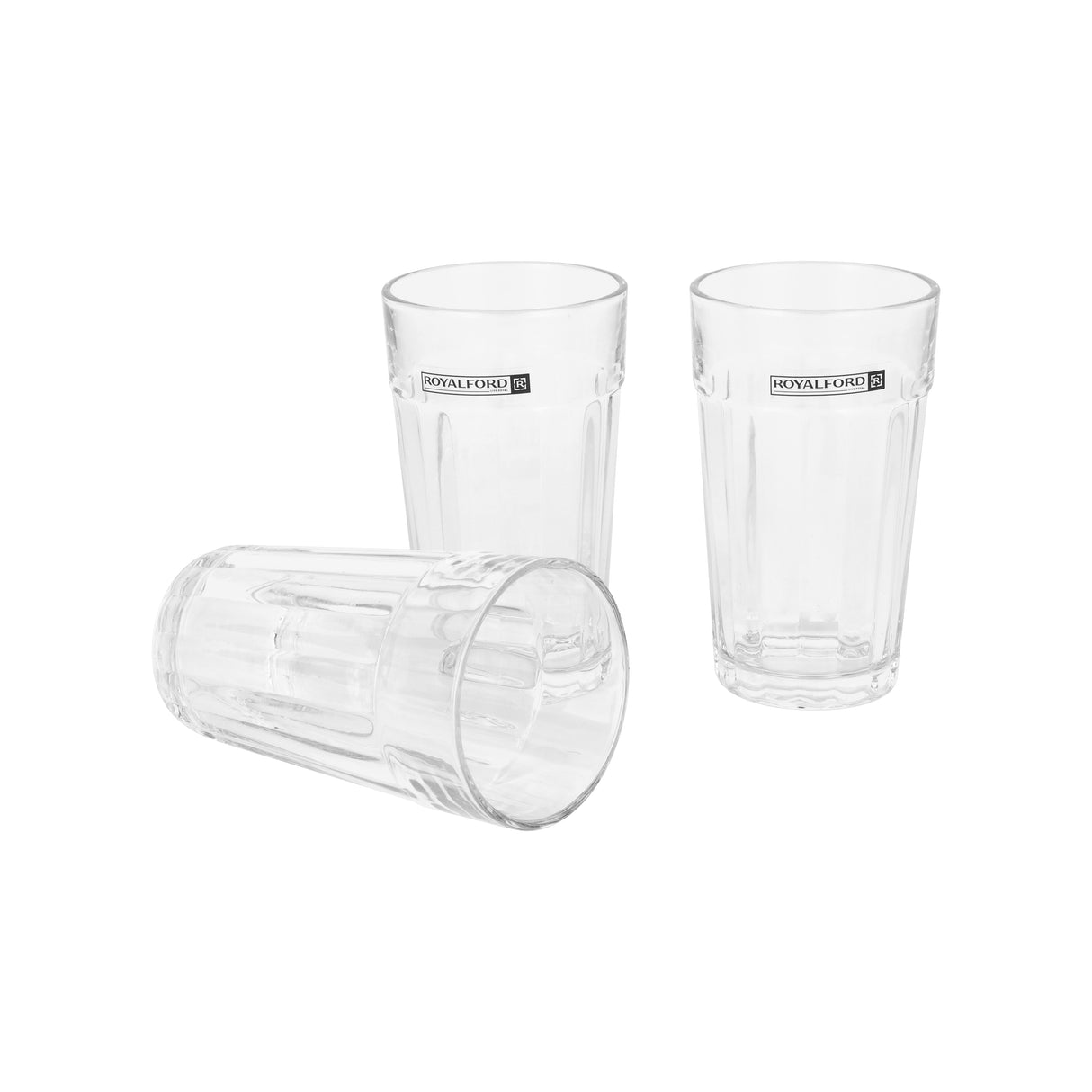 Royalford RF12807 3PC Glass Tumbler Set |  330ml Lead Free Soda Lime Glass |  Dishwasher Safe |  Durable Water, Juice and Soft Drink Glass Set with Classic Design