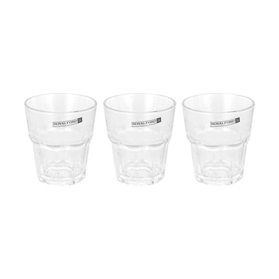 Royalford RF12808 3PC Glass Tumbler Set | 285ml Lead Free Soda Lime Drinking Glasses | Dishwasher Safe  Water, Juice &  Soft Drink Glass Set with Classic Design