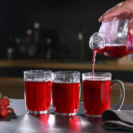 Royalford RF12809 Glass Mug Set | includes 3 clear 340ML mugs made from durable lead-free glass| sturdy handles, dishwasher-safe design, ideal for tea, coffee |