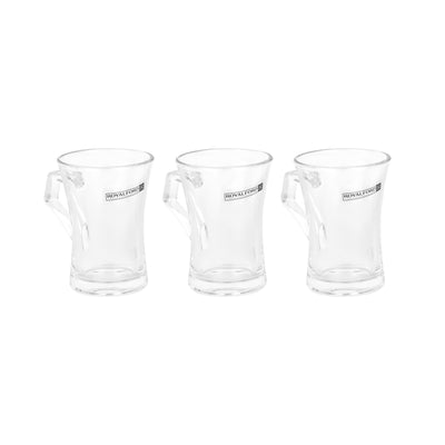 Royalford RF12810 3 Piece 300ml Glass Mug Set  | Lead-Free Soda Lime Glass  | Dishwasher Safe Premium Glassware with Crystal Clear Finish and Classic Design Style