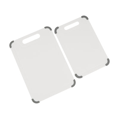 Royalford RF12821 2PC Cutting Board Set | Non-Slip TPR Edges | Premium PP Plastic Chopping Boards for Vegetables, Fruits, Meat & Bread | Durable Non-Absorbent Design
