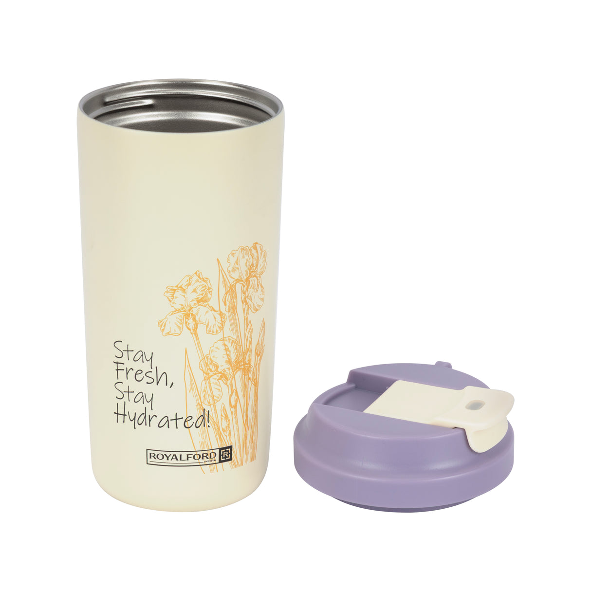Royalford RF12825 500ml Stainless Steel Vacuum Tumbler | Double Wall Insulated Travel Mug | SS304 Inner | Leak-Resistant Hot & Cold Cup with Strap for Office & Travel Use