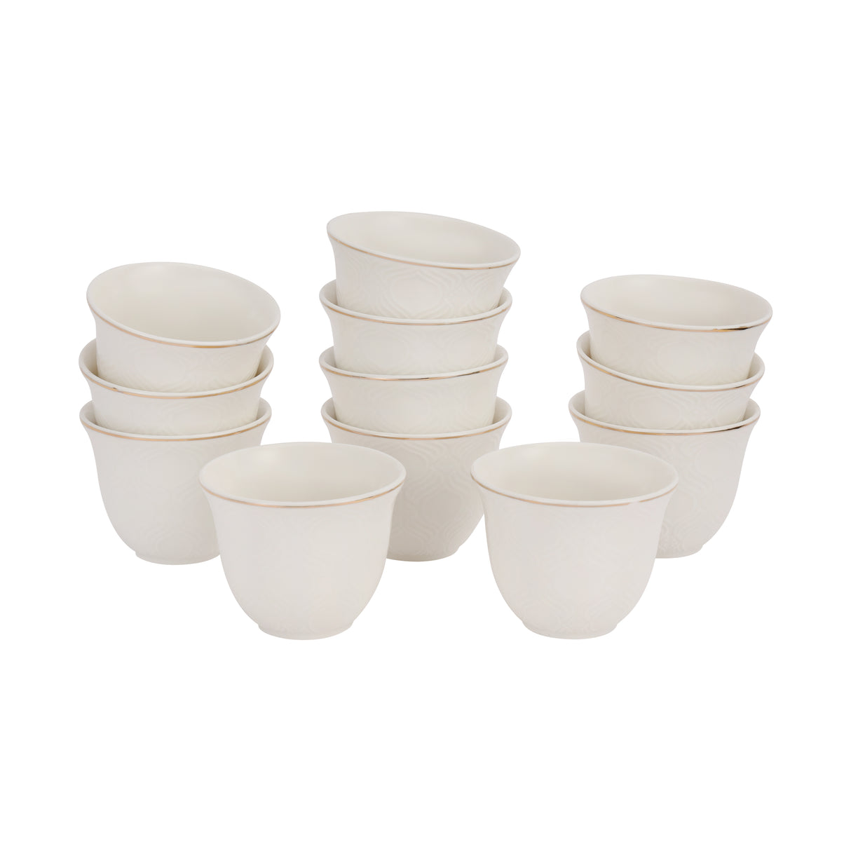 Royalford RF12826 12PC Bone China Cawa Cups 80ML| Premium White Espresso & Arabic Coffee Cups | Lightweight | Chip-Resistant | Microwave, Freezer & Dishwasher Safe