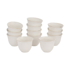Royalford RF12826 12PC Bone China Cawa Cups 80ML| Premium White Espresso & Arabic Coffee Cups | Lightweight | Chip-Resistant | Microwave, Freezer & Dishwasher Safe