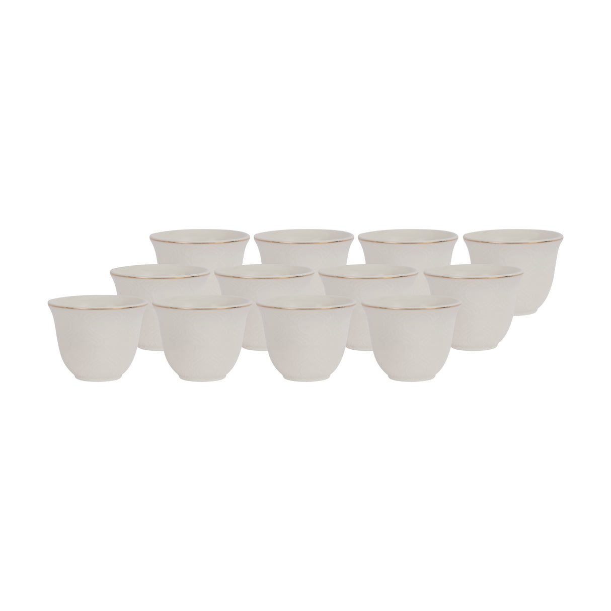 Royalford RF12826 12PC Bone China Cawa Cups 80ML| Premium White Espresso & Arabic Coffee Cups | Lightweight | Chip-Resistant | Microwave, Freezer & Dishwasher Safe